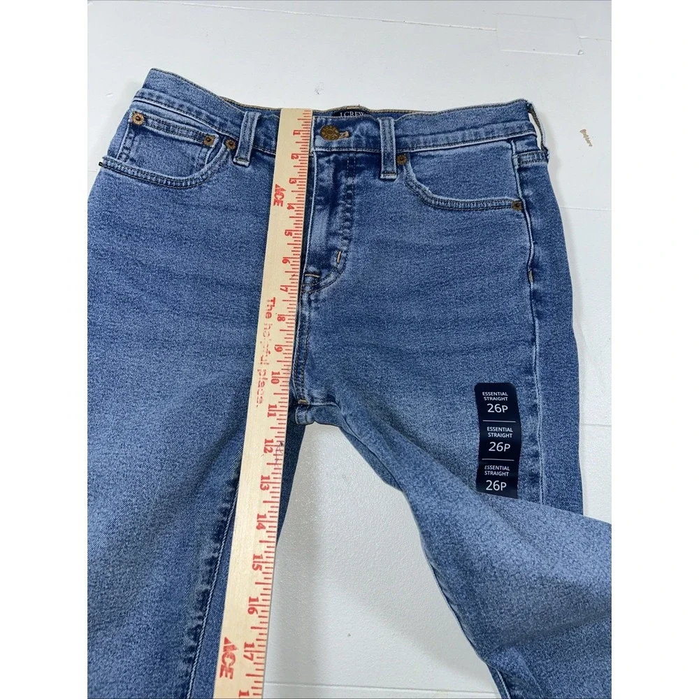 NWT J Crew Essential Straight All Day Stretch Women 26P Frayed Raw Hem Jean $118